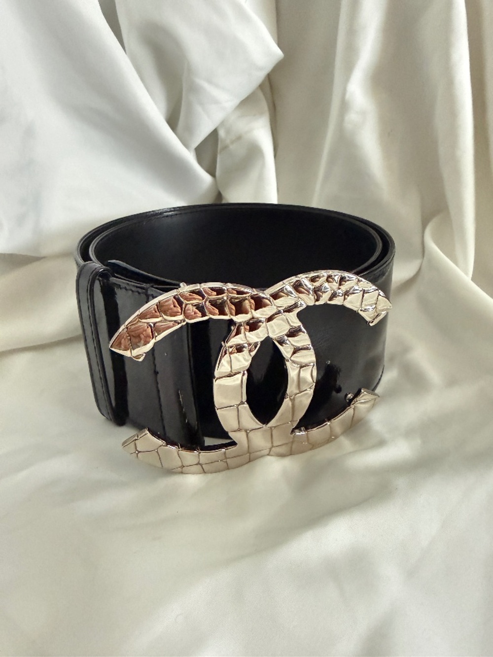 CHANLE Patent Leather CC Wide Waist Belt 90/36 - Picture 2 of 8